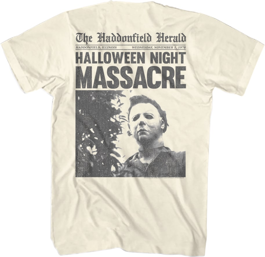 Front & Back Michael Myers Headline Halloween T-Shirt