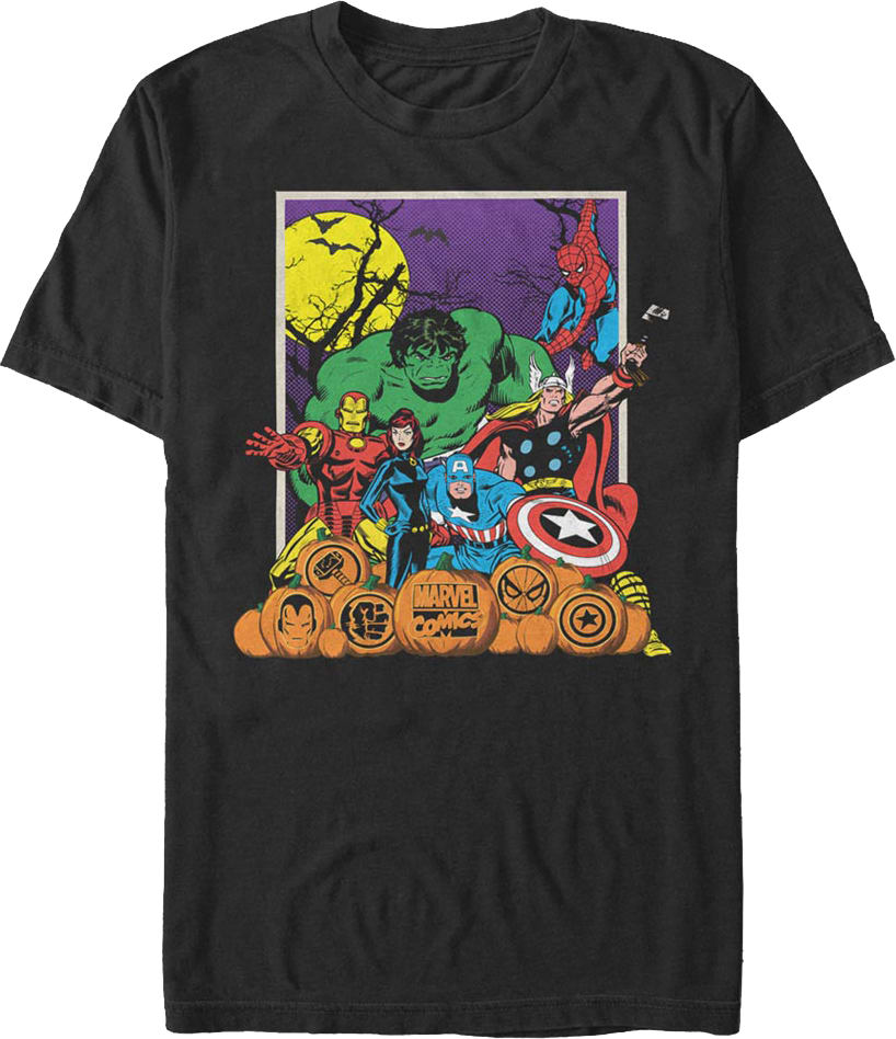 Avengers Halloween Pumpkin Patch Marvel Comics T-Shirt