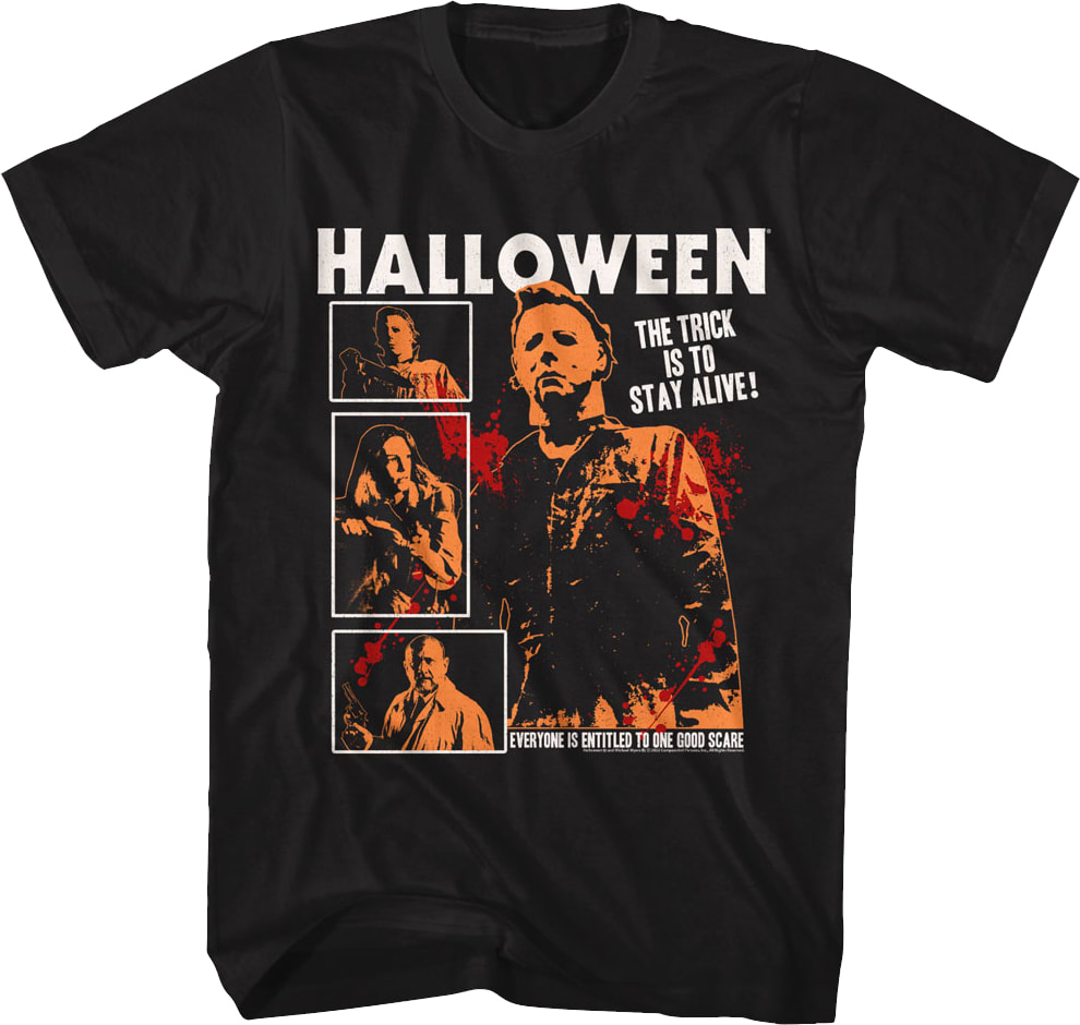 The Trick Is To Stay Alive Collage Halloween T-Shirt