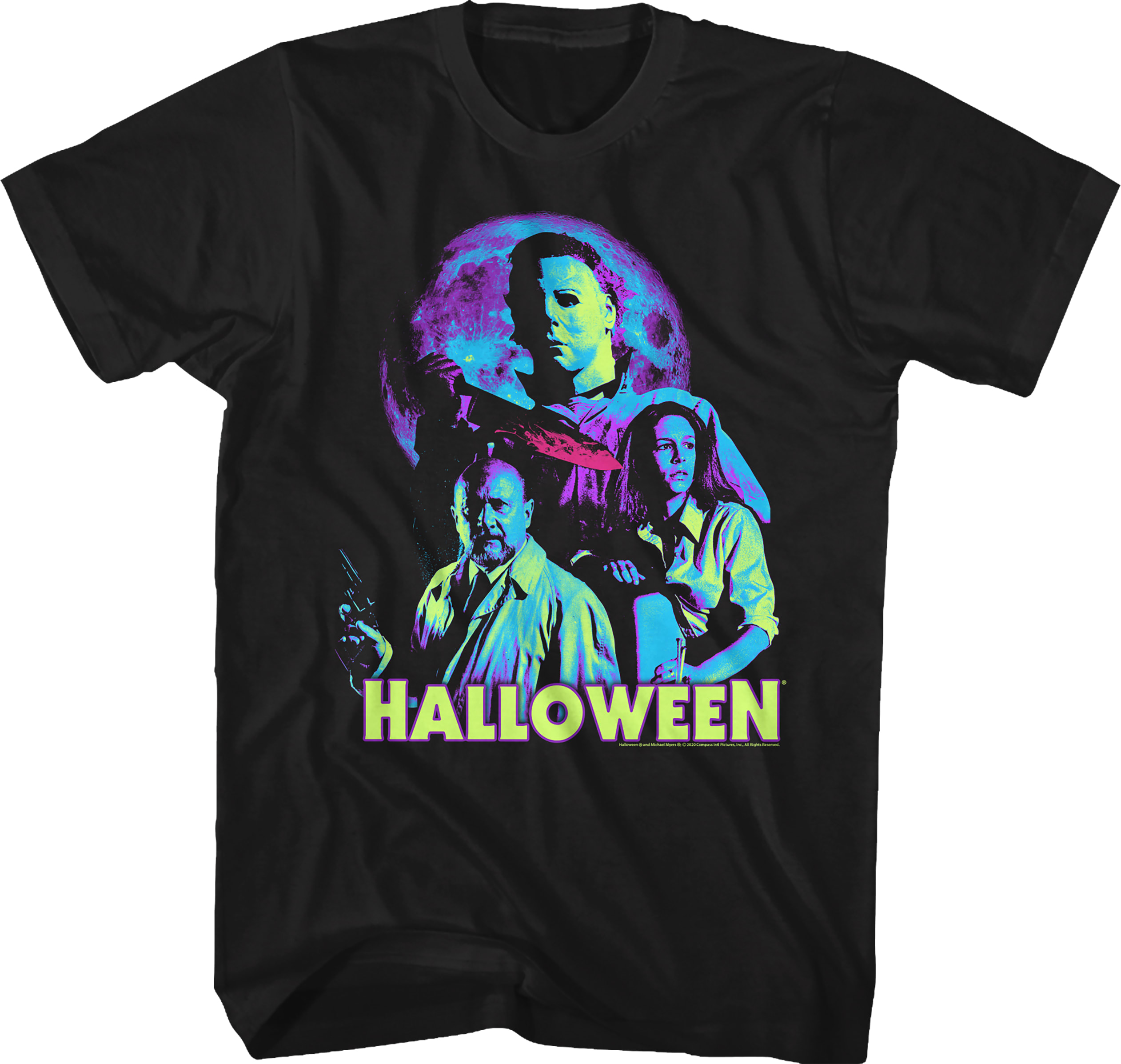 Neon Full Moon Halloween T-Shirt