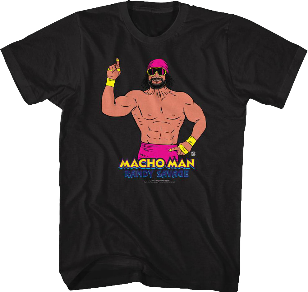 Multicolor Illustrated Macho Man Randy Savage T-Shirt