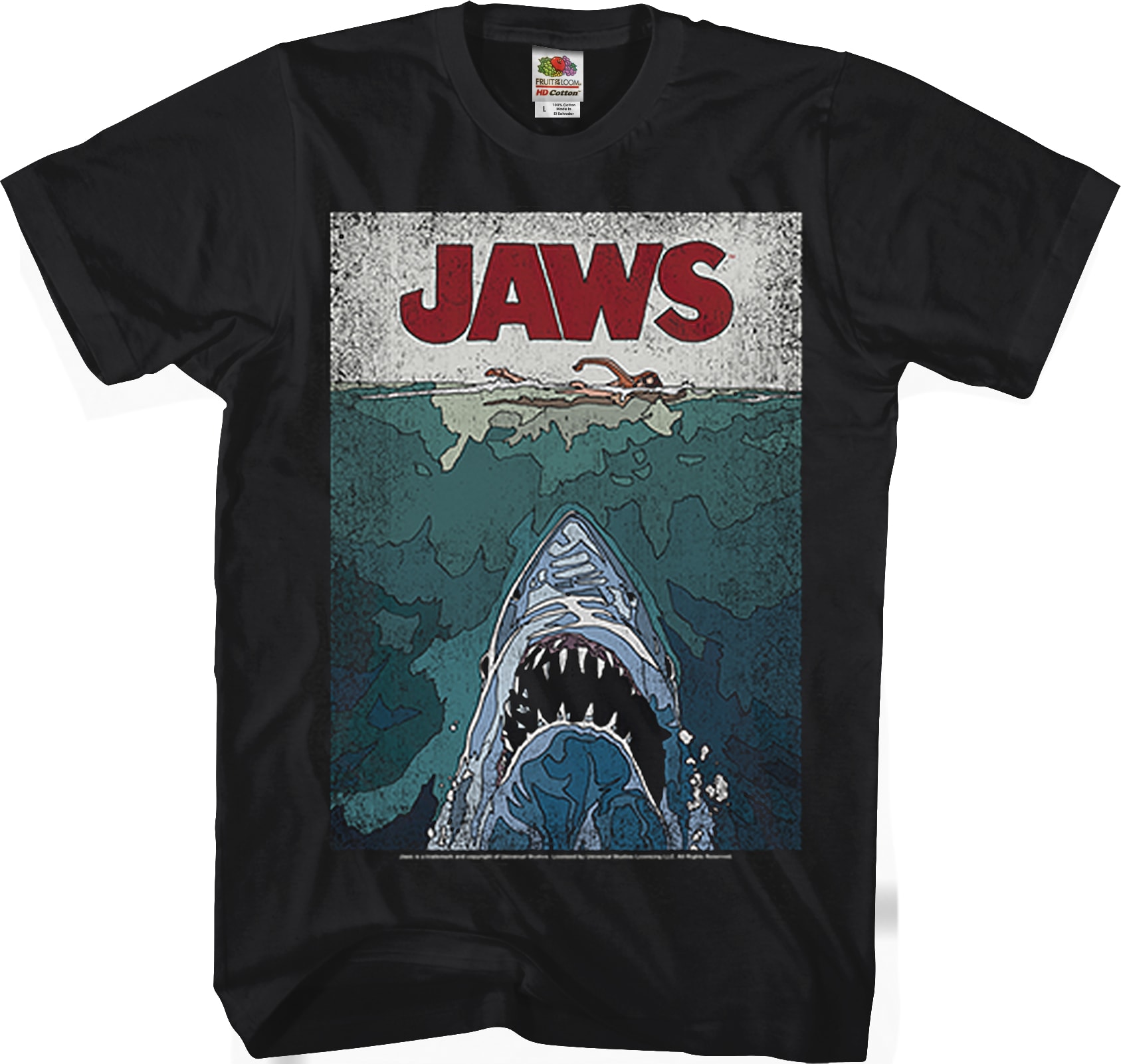 Lined Poster Jaws T-Shirt