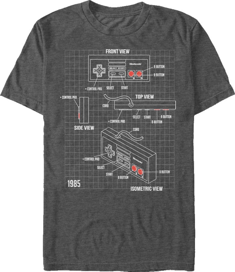 Nintendo Controller Schematic T-Shirt