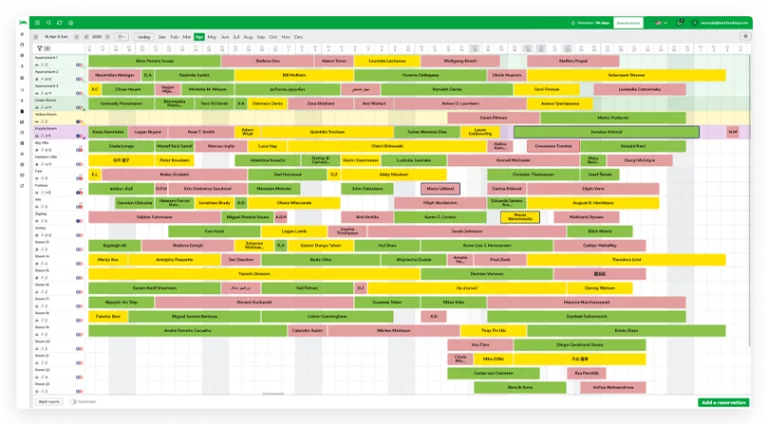 Booking calendar full of reservations and planning tasks
