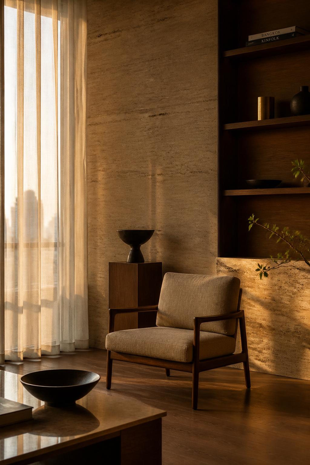 Soft daylight falling across a plastered wall