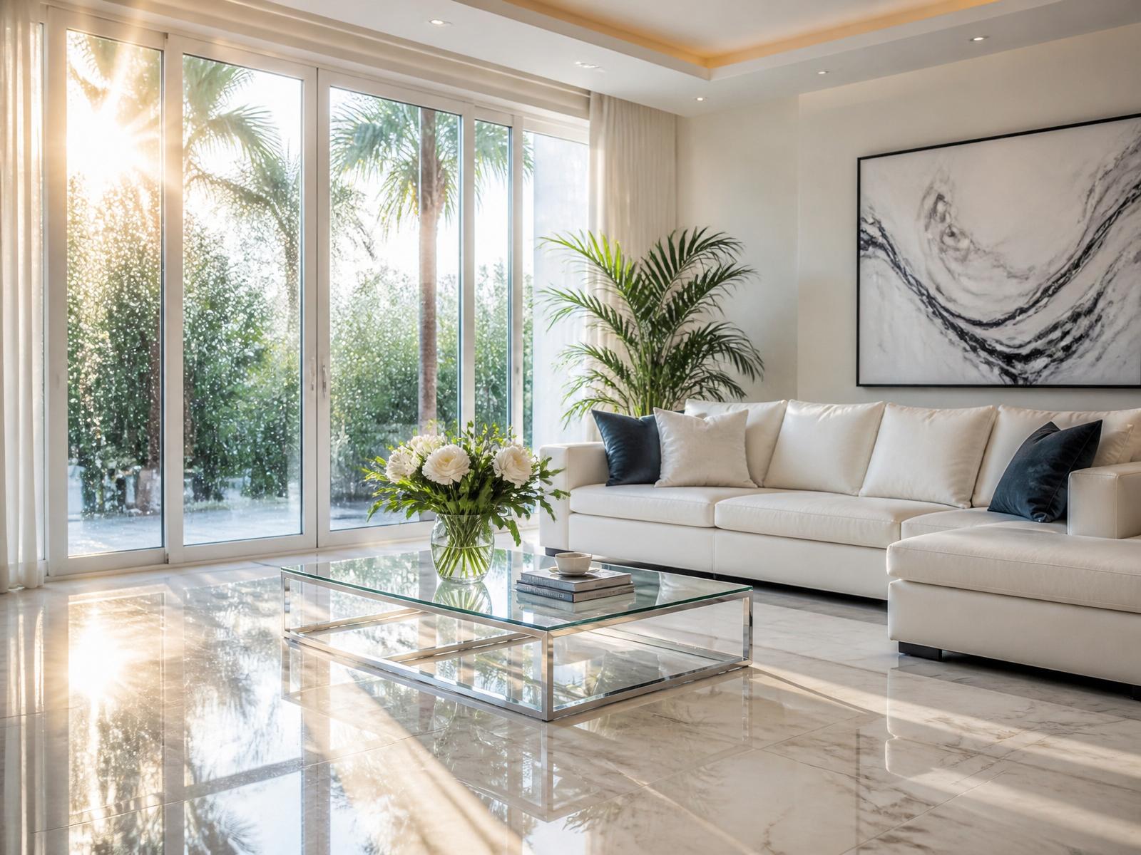 Freshly cleaned bright living room