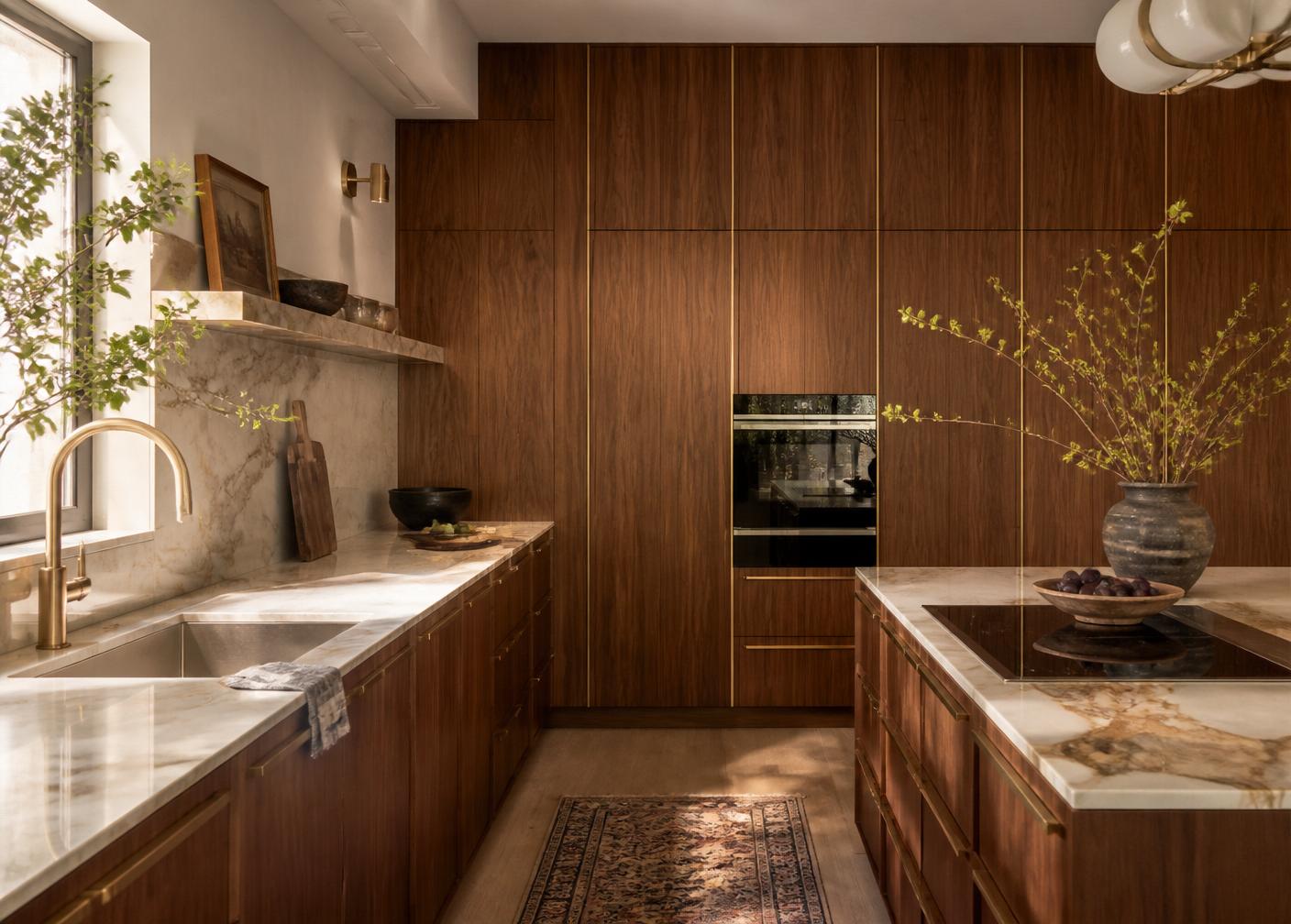 Walnut galley kitchen
