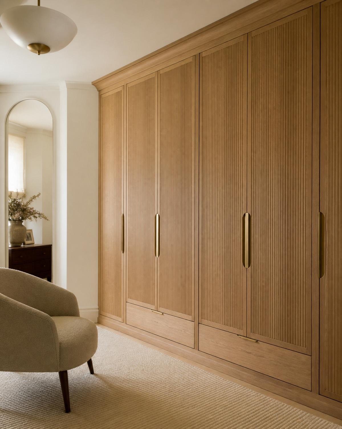 Fluted oak dressing room