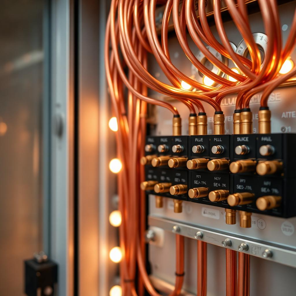 Copper wiring inside a modern consumer unit