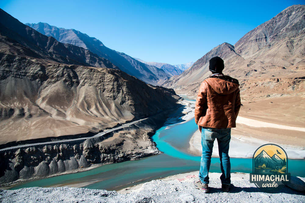 The Confluence – Indus & Zanskar - At times, at the Sangam, the Indus River can be seen as shiny blue while the Zanskar river is dirty green.