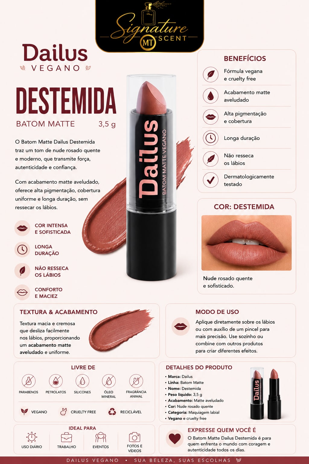 BATOM MATTE CREMOSO VEGANO- DESTEMIDA 