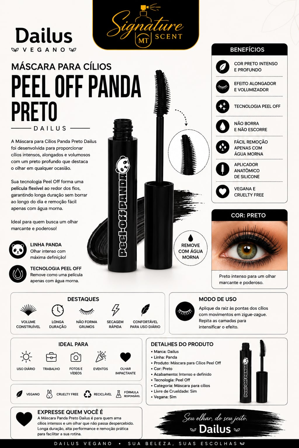 MASCARA DE CILIOS PEEL-OFF PANDA PRETO