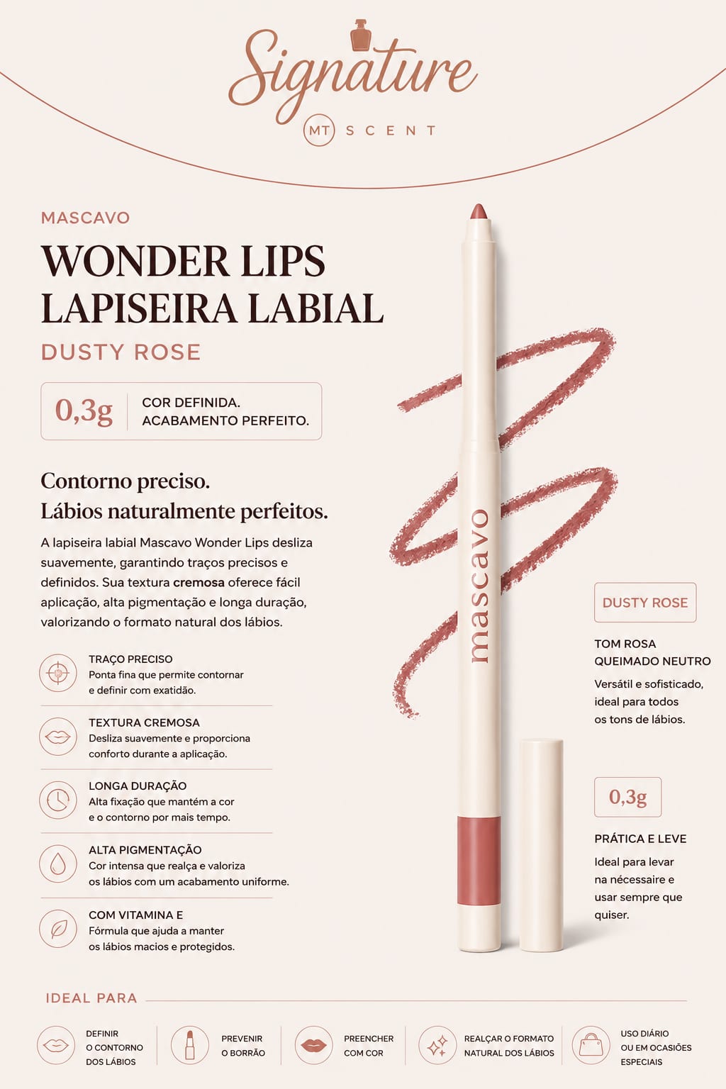 WONDER LIPS LAPISEIRA LABIAL DUSTY ROSE