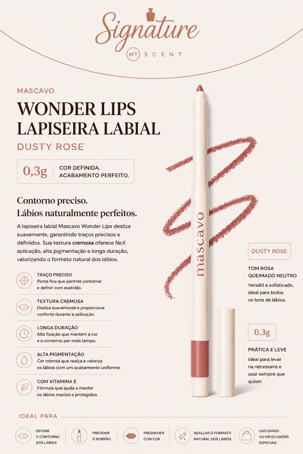 WONDER LIPS LAPISEIRA LABIAL DUSTY ROSE