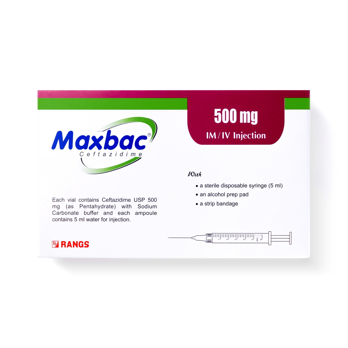 Ceftazidime Pentahydrate 500 mg IV/IM