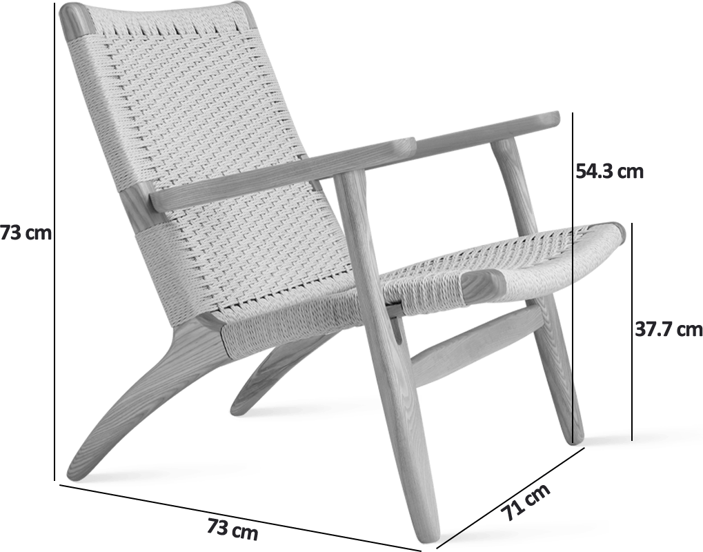 CH25 Easy Chair Black Painted Ash/Natural Mobelaris