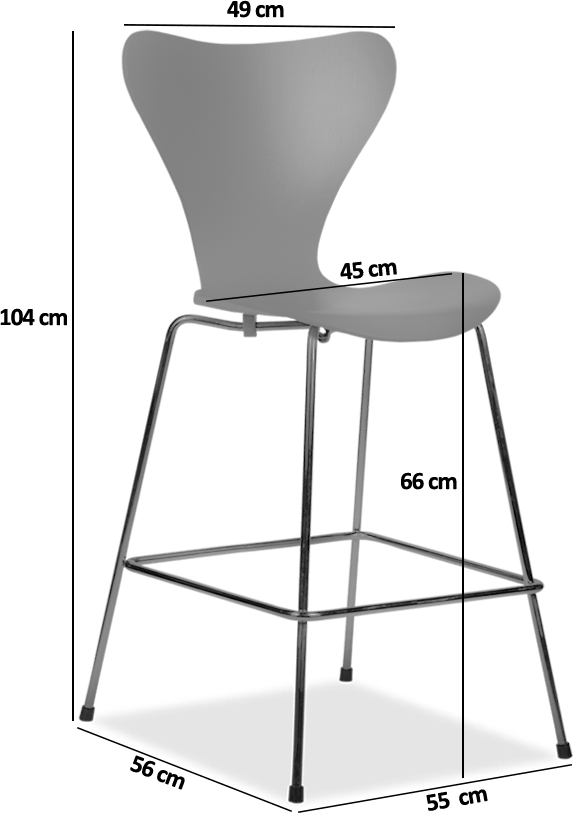 Sgabello Alto in Acciaio (76 cm) con Schienale Basso Aras