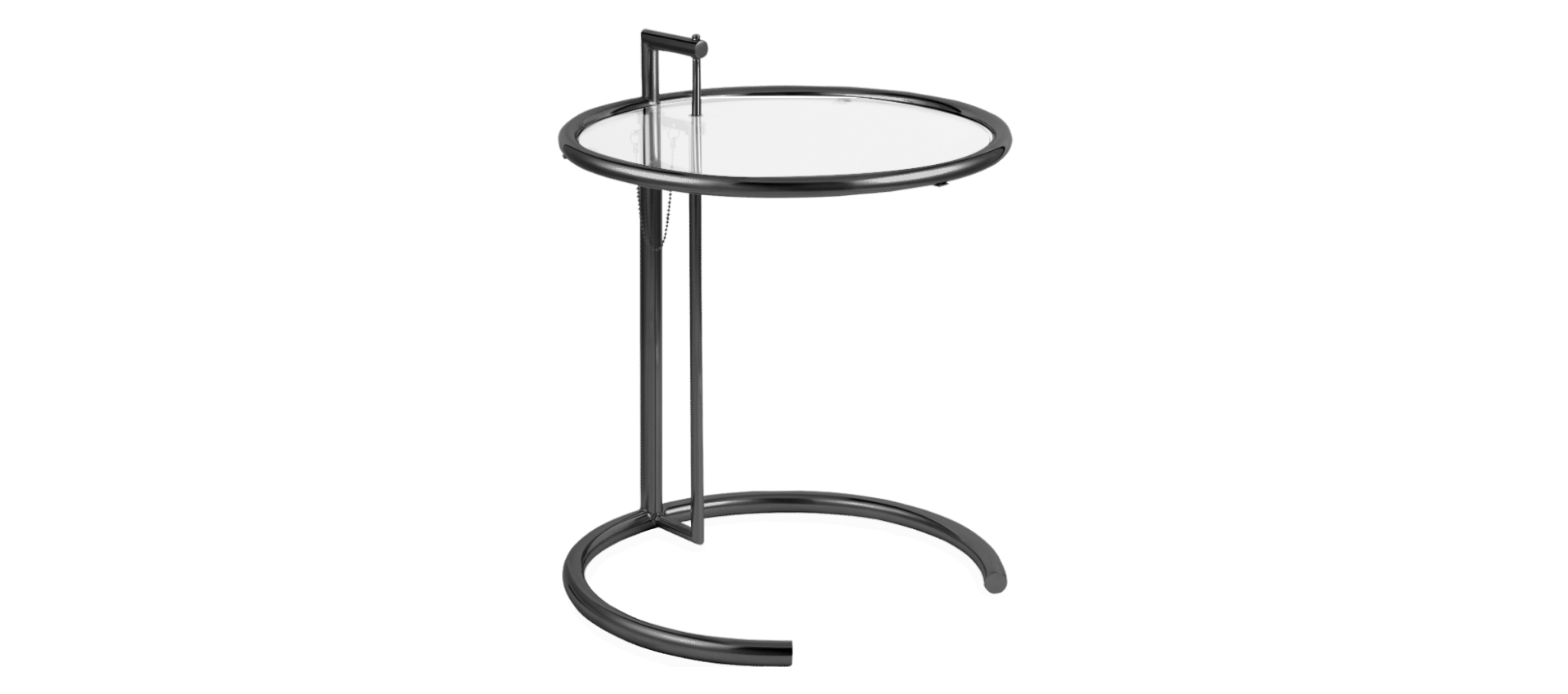 【HKJ】E1027 SideTable ミッドセンチュリー Mid Century Glass & Chrome Round Side Table by Eileen Gray