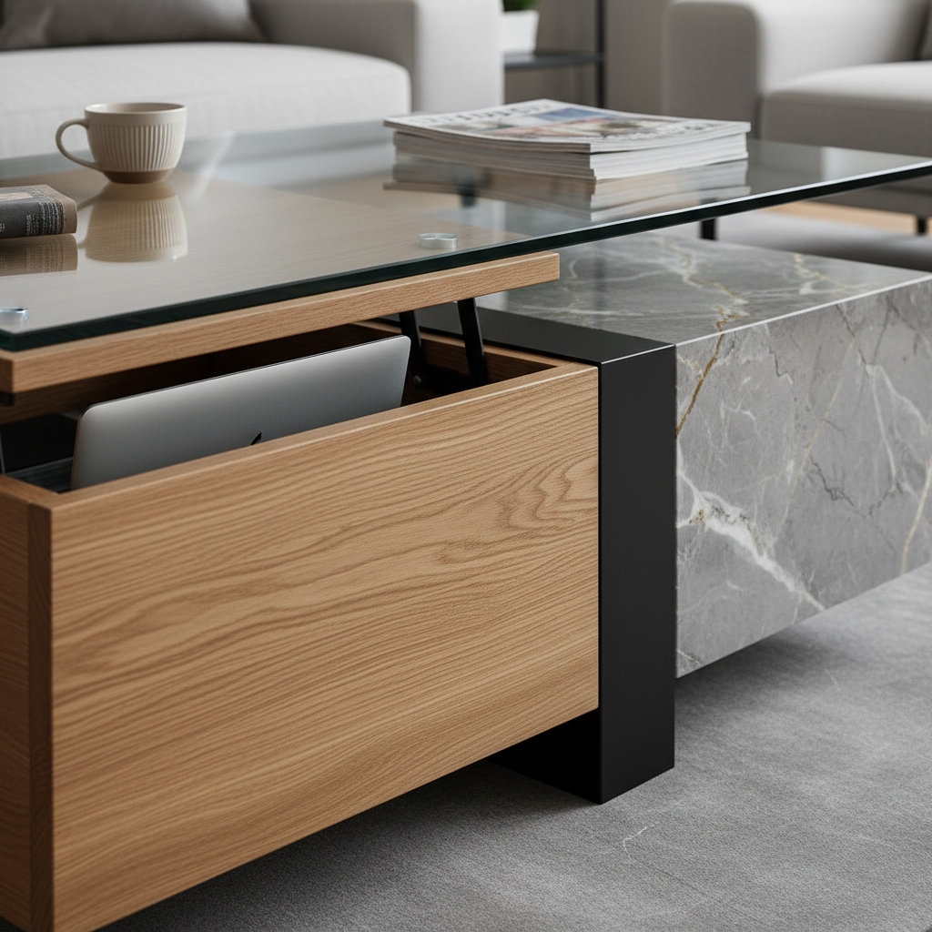 Stylish coffee table with lift-top storage