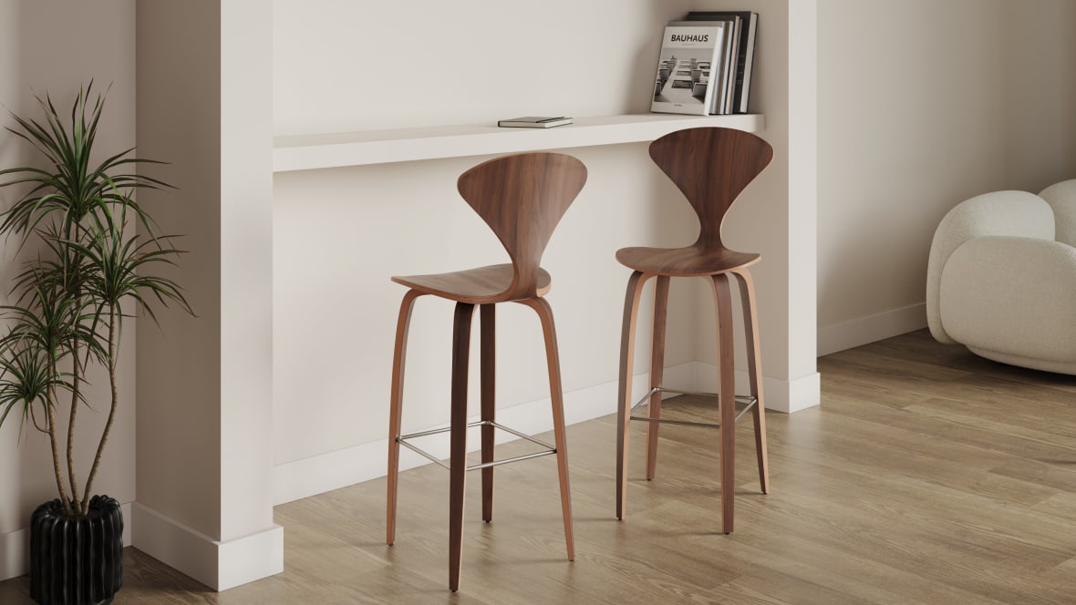  Norman Bar Stool, Walnut, 75cm Seat Height  Norman Bar Stool, Walnut, 75cm Seat Height image.