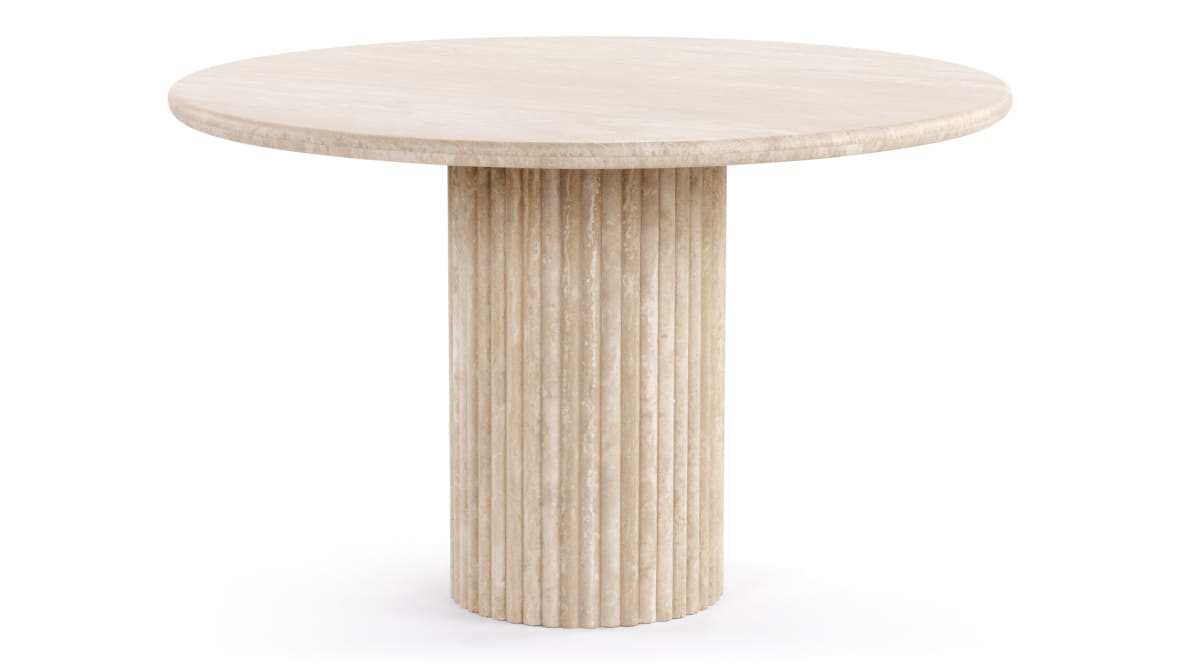  Saturn Round Pedestal Dining Table, Travertine, 119cm  Saturn Round Pedestal Dining Table, Travertine, 119cm image.