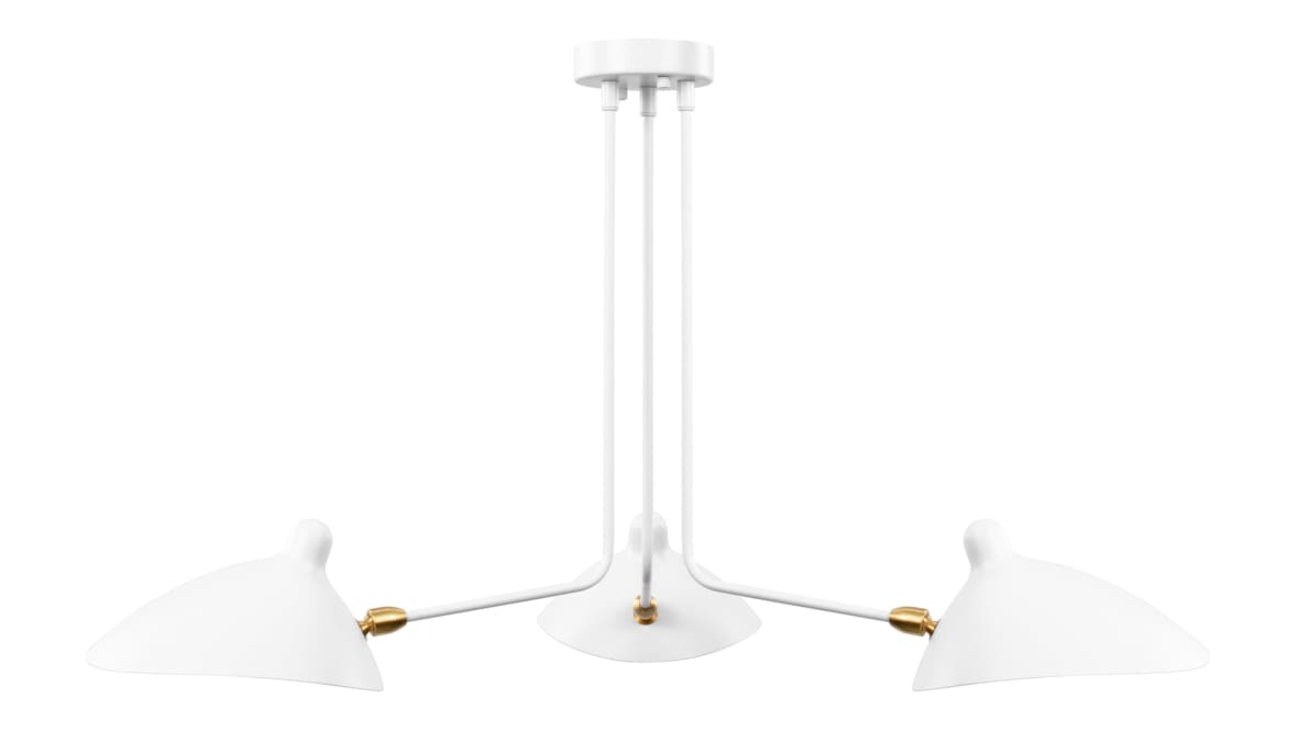 Mouille Three Arm Ceiling Light, Small, White  Mouille Three Arm Ceiling Light, Small, White image.