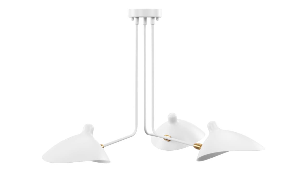  Mouille Three Arm Ceiling Light, Small, White  Mouille Three Arm Ceiling Light, Small, White image.