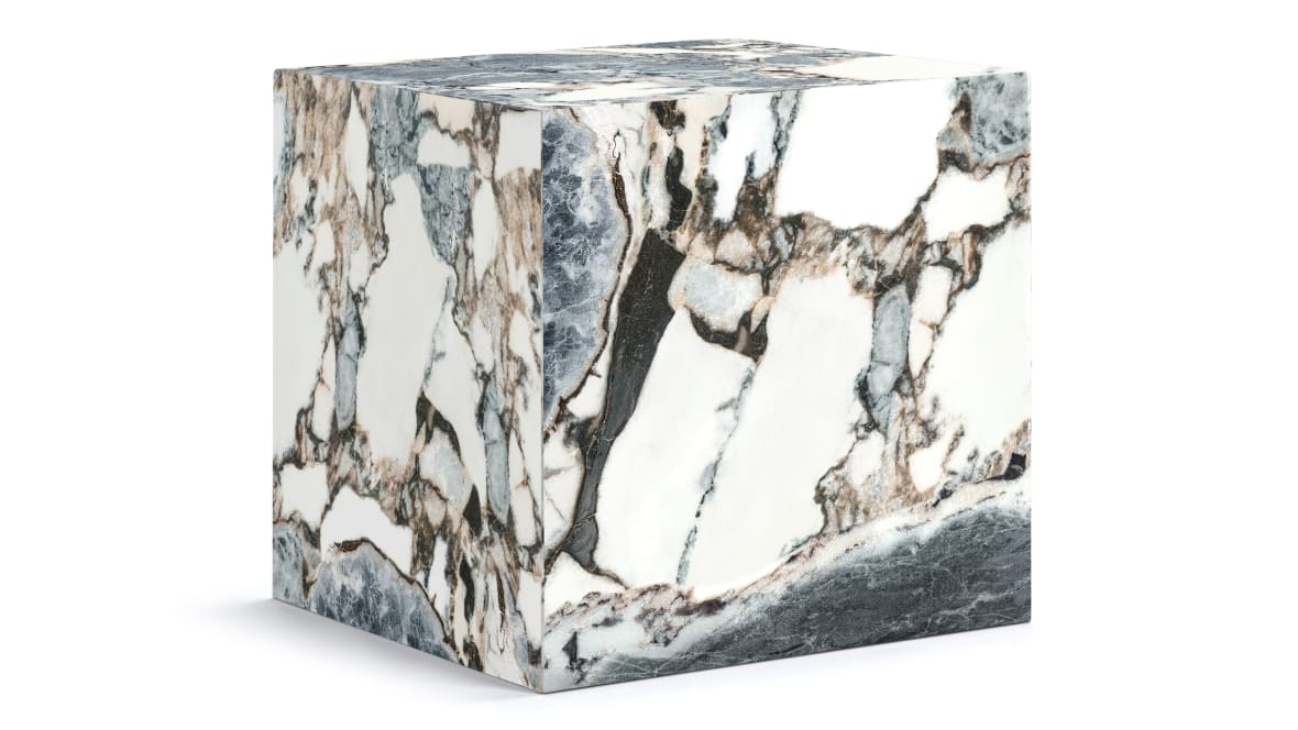  Plinth Short Side Table, Modellato Marble  Plinth Short Side Table, Modellato Marble image.
