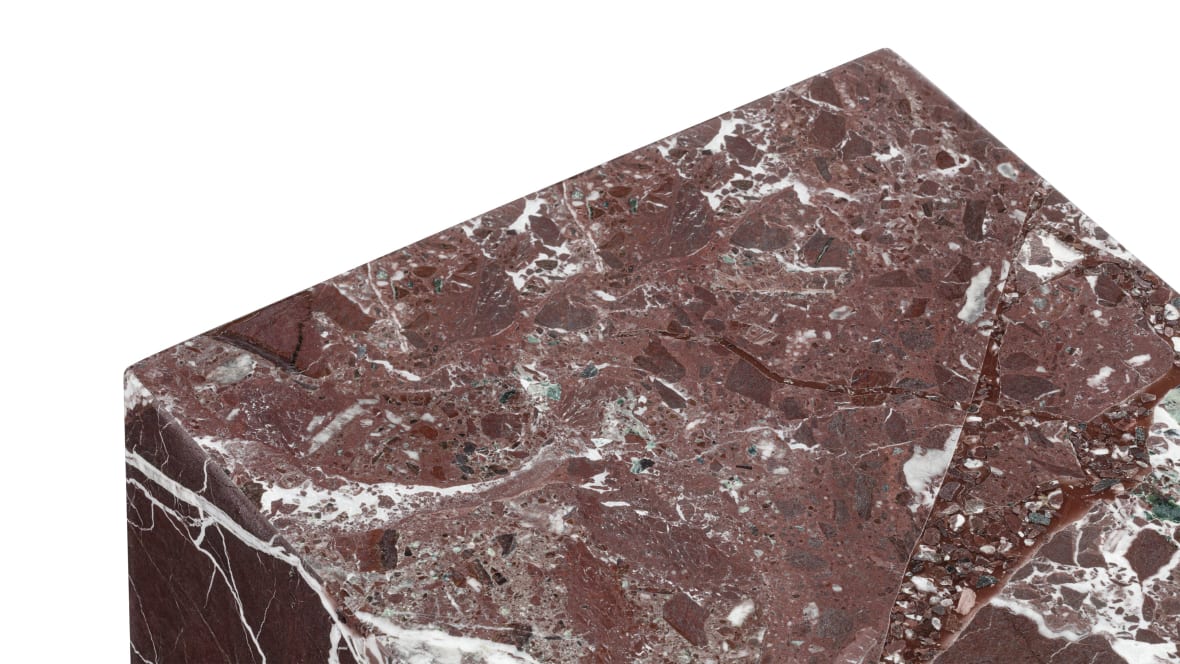 Plinth Side Table, Rosso Levanto Marble Plinth Side Table, Rosso Levanto Marble image.