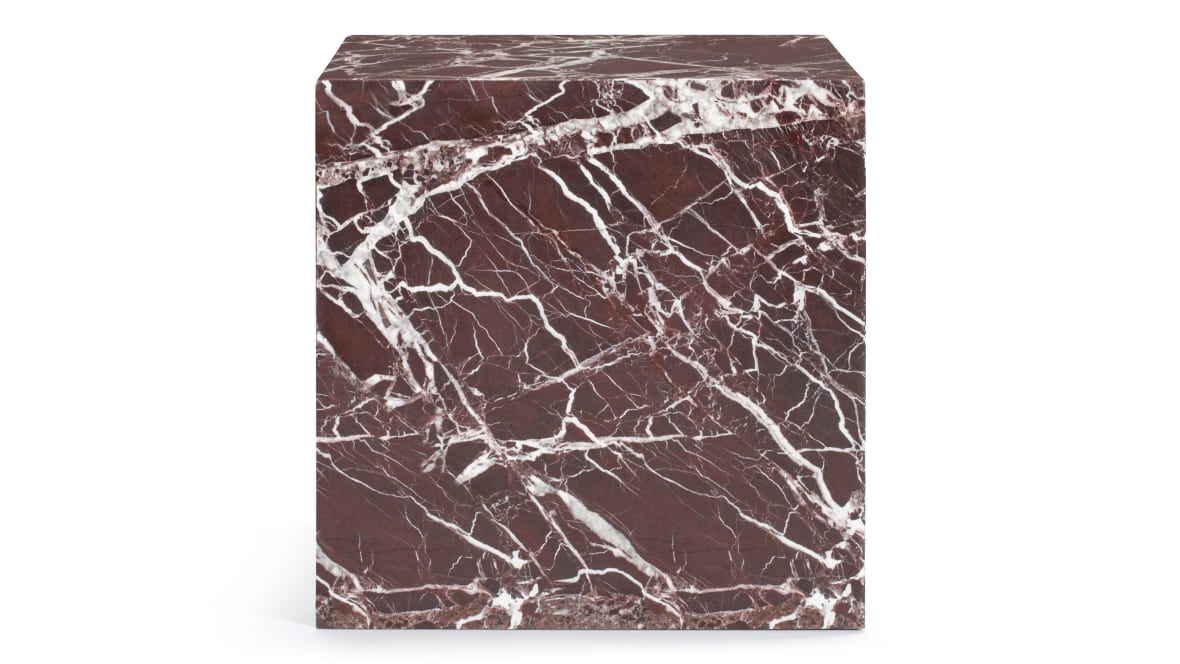 Plinth Short Side Table, Rosso Levanto Marble Plinth Short Side Table, Rosso Levanto Marble image.