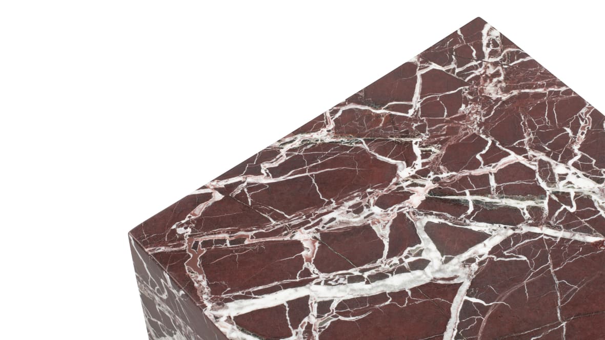 Plinth Short Side Table, Rosso Levanto Marble Plinth Short Side Table, Rosso Levanto Marble image.