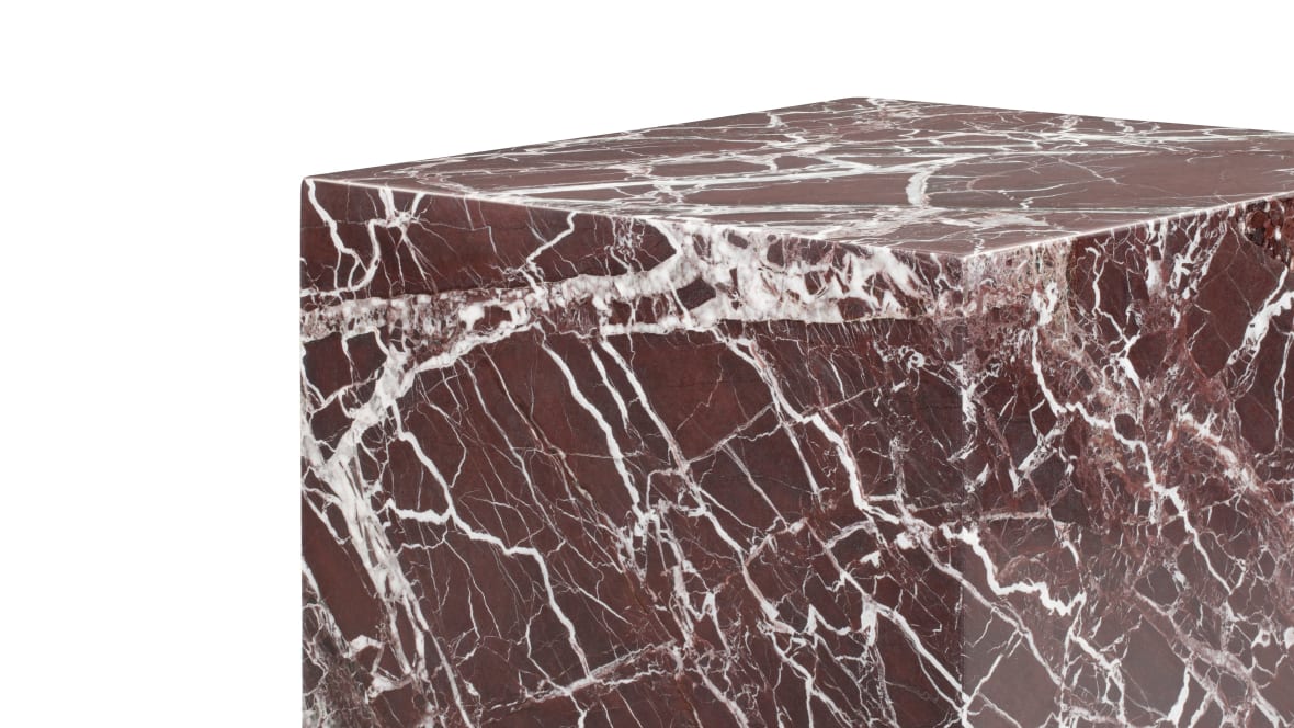 Plinth Short Side Table, Rosso Levanto Marble Plinth Short Side Table, Rosso Levanto Marble image.