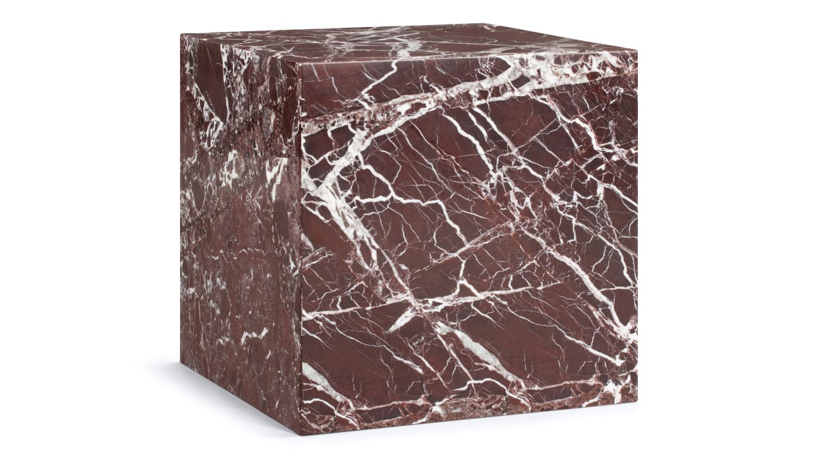 Plinth Short Side Table, Rosso Levanto Marble Plinth Short Side Table, Rosso Levanto Marble image.