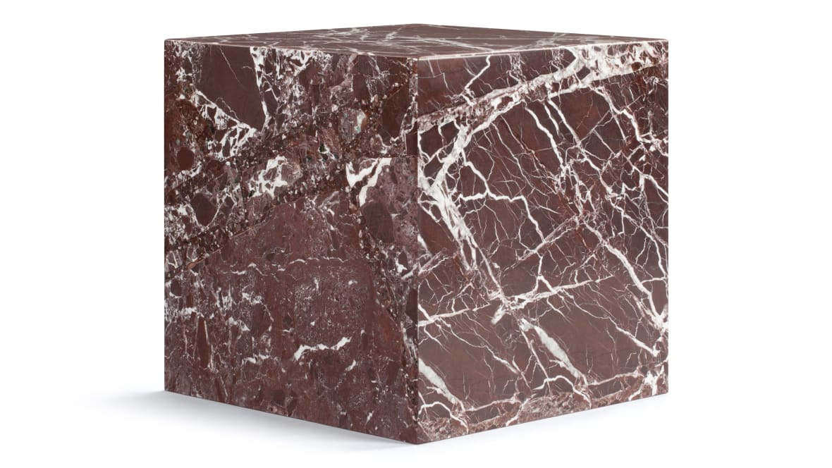 Plinth Short Side Table, Rosso Levanto Marble Plinth Short Side Table, Rosso Levanto Marble image.