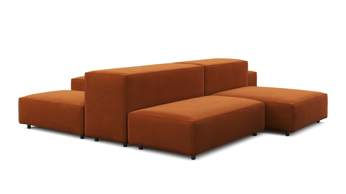  Extrasoft Sectional Sofa, Combination 1, Right, Burnt Orange Velvet  Extrasoft Sectional Sofa, Combination 1, Right, Burnt Orange Velvet image.