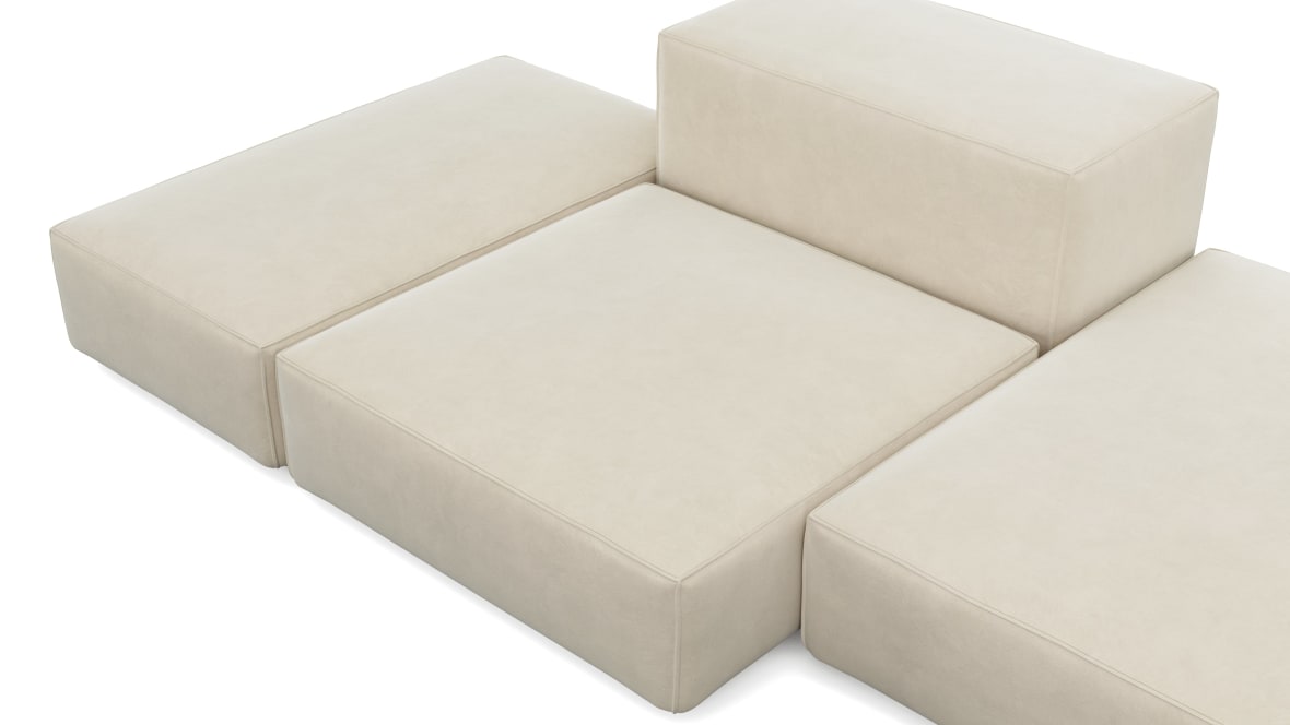 Extrasoft Sectional Sofa, Combination 2, Right, Eggshell Vegan Suede Extrasoft Sectional Sofa, Combination 2, Right, Eggshell Vegan Suede image.