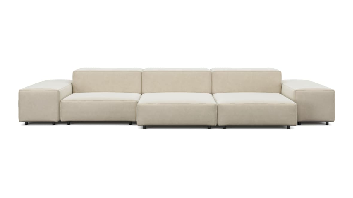  Extrasoft Sectional Sofa, Three Seater Sofa, Left, Eggshell Vegan Suede  Extrasoft Sectional Sofa, Three Seater Sofa, Left, Eggshell Vegan Suede image.