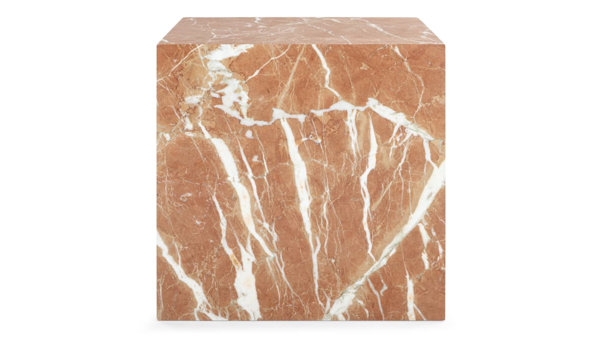 Plinth Short Side Table, Rojo Alicante Marble Plinth Short Side Table, Rojo Alicante Marble image.
