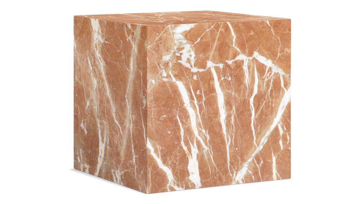 Plinth Short Side Table, Rojo Alicante Marble Plinth Short Side Table, Rojo Alicante Marble image.