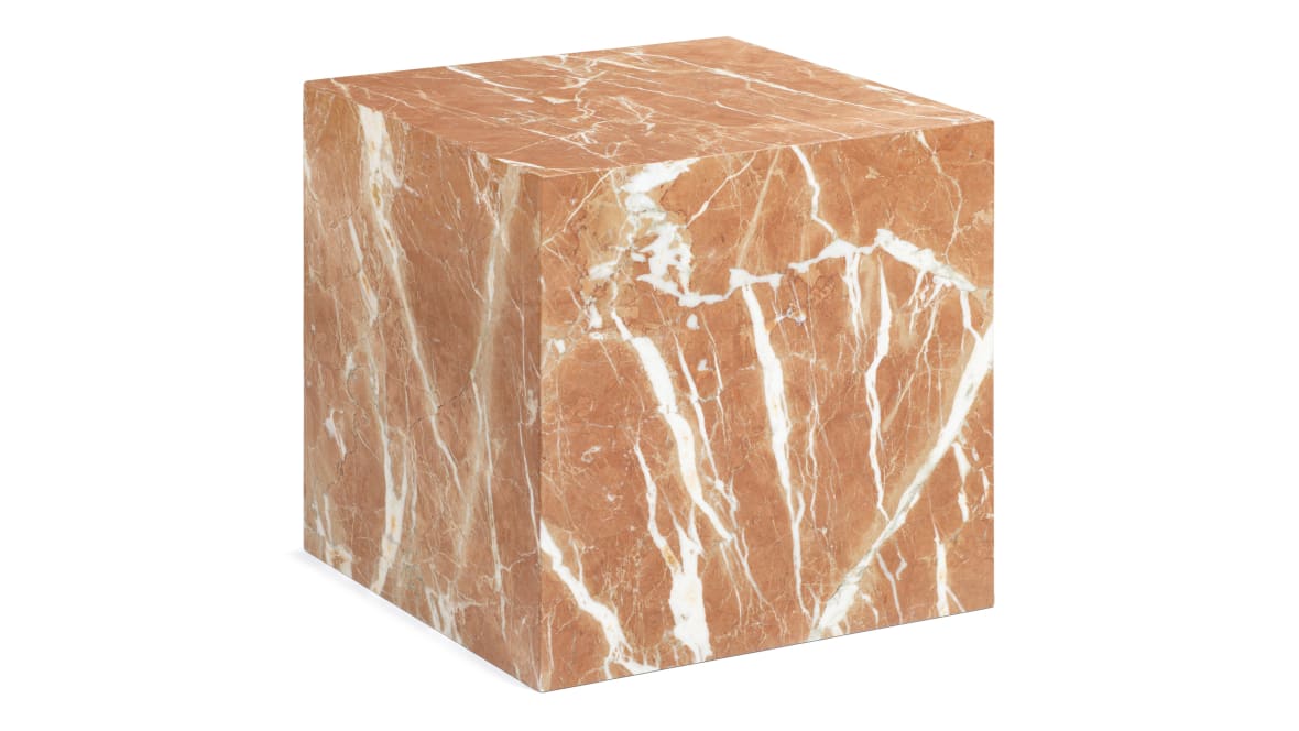 Plinth Short Side Table, Rojo Alicante Marble Plinth Short Side Table, Rojo Alicante Marble image.