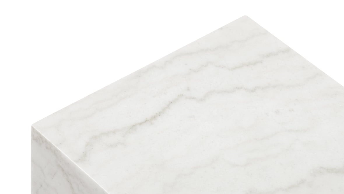 Plinth Short Side Table, White Marble Plinth Short Side Table, White Marble image.