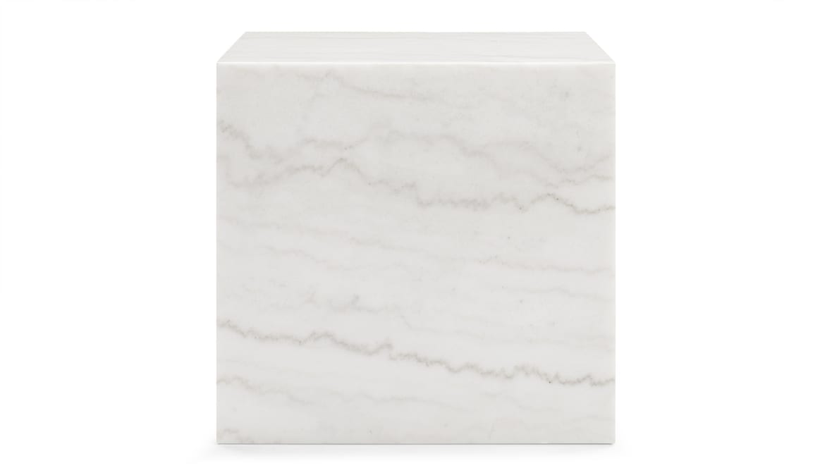 Plinth Short Side Table, White Marble Plinth Short Side Table, White Marble image.