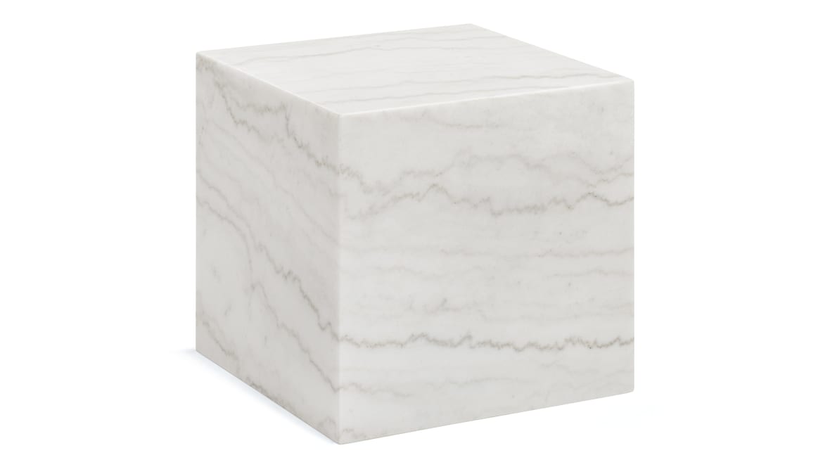Plinth Short Side Table, White Marble Plinth Short Side Table, White Marble image.