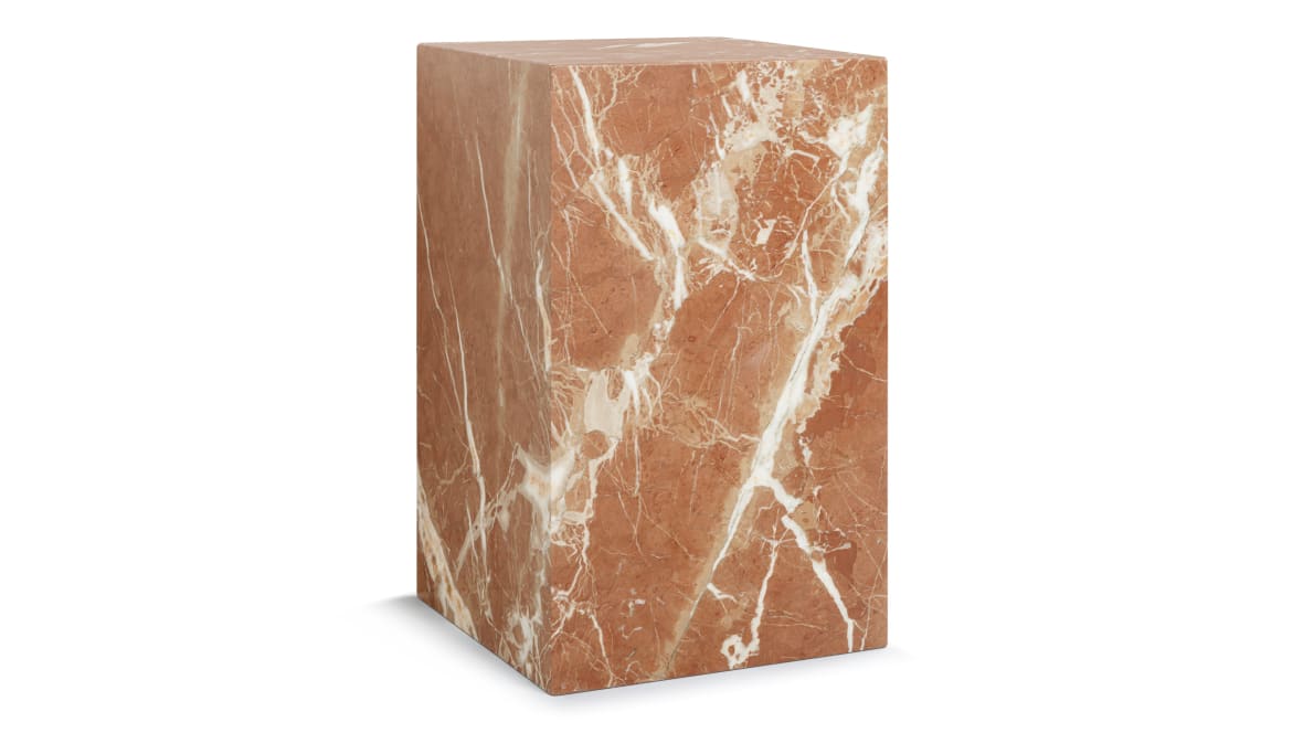 Plinth Side Table, Rojo Alicante Marble Plinth Side Table, Rojo Alicante Marble image.