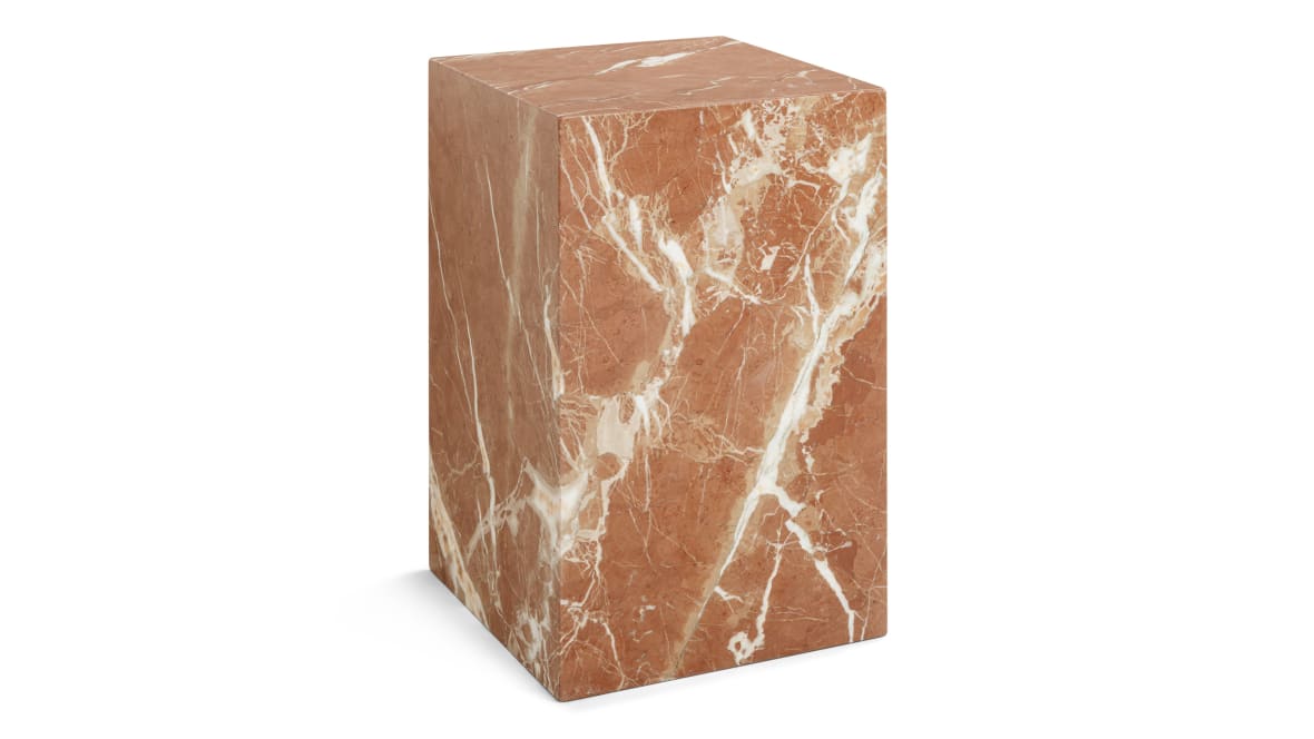 Plinth Side Table, Rojo Alicante Marble Plinth Side Table, Rojo Alicante Marble image.