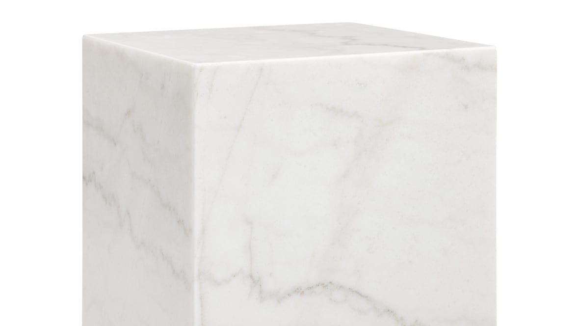  Plinth Side Table, White Marble  Plinth Side Table, White Marble image.