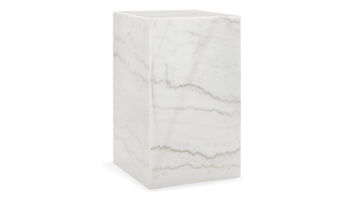  Plinth Side Table, White Marble  Plinth Side Table, White Marble image.