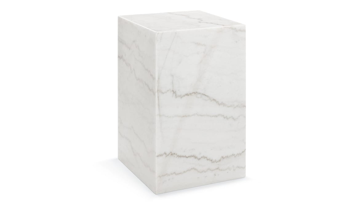  Plinth Side Table, White Marble  Plinth Side Table, White Marble image.