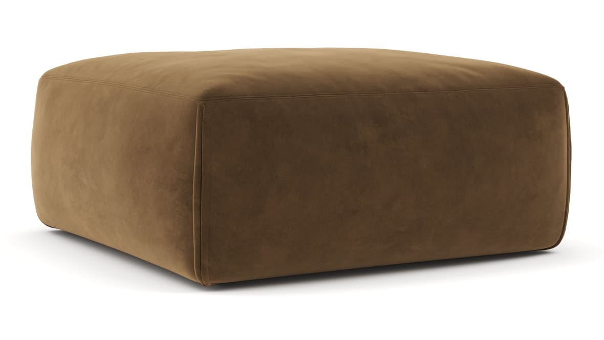  Le Mura Ottoman, Brown Vegan Suede  Le Mura Ottoman, Brown Vegan Suede image.