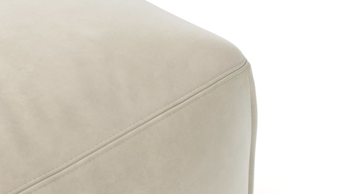  Le Mura Ottoman, Eggshell Vegan Suede  Le Mura Ottoman, Eggshell Vegan Suede image.